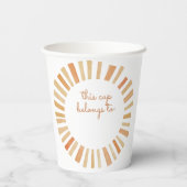 Sun Birthday, Sunshine 1st Birthday, Boho Sun Papieren Bekers (Achterkant)