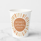 Sun Birthday, Sunshine 1st Birthday, Boho Sun Papieren Bekers (Voorkant)