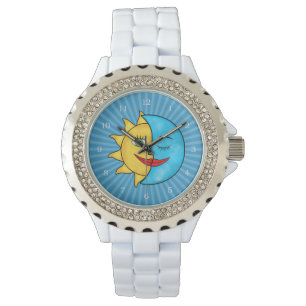 Sun Blue Moon Celestial-thema Horloge