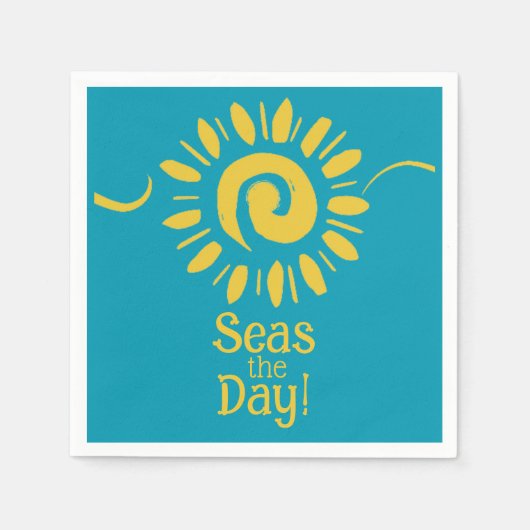 Sun Blue Yellow Beach House Zeeen Day Cocktail Servet (Voorkant)
