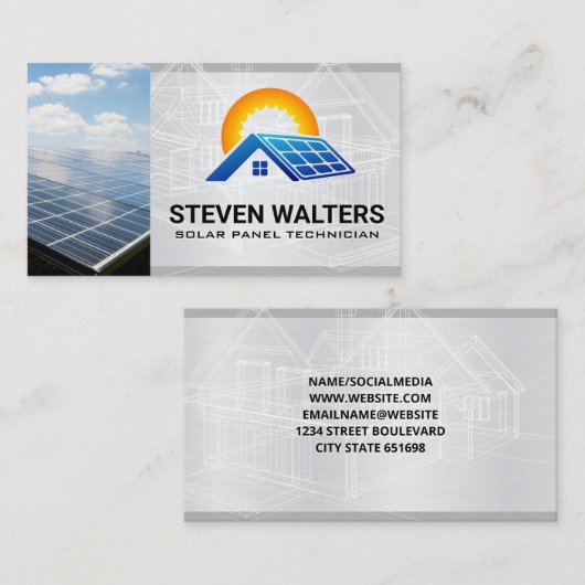 Sun Blueprints | Zonnepaneel | Energie Visitekaartje (Voorkant / Achterkant)