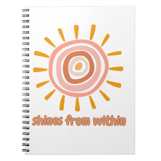 Sun Boho Art: "Shine from within" quote for self-e Notitieboek (Voorkant)