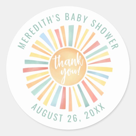Sun Boho-Baby shower Ronde Sticker (Voorkant)