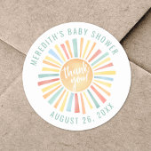Sun Boho-Baby shower Ronde Sticker