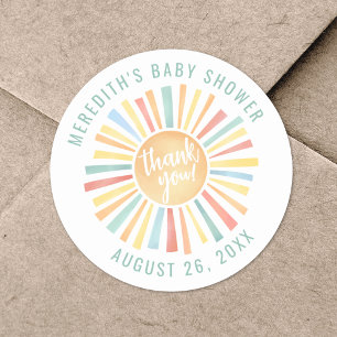 Sun Boho-Baby shower Ronde Sticker
