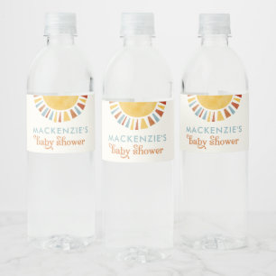 Sun Boho Baby shower Waterflesetiket Waterfles Etiket
