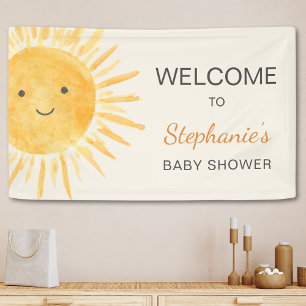 Sun Boho Genderneutraal Baby shower Welkom Spandoek