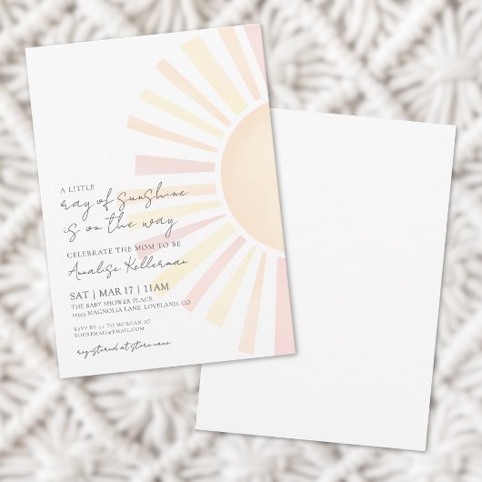Sun Boho Sunshine Baby shower Kaart