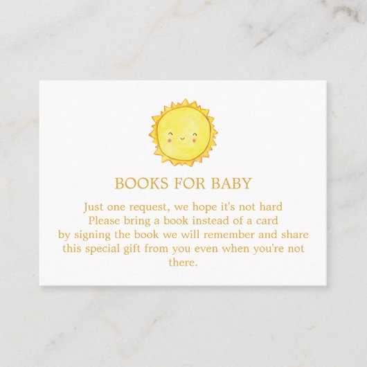 Sun Books for Baby Enclosure Kaart Visitekaartje (Voorkant)