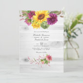 Sun & Burgundy Plum Floral Rustic QR Code Weddensc Kaart (Staand voorkant)