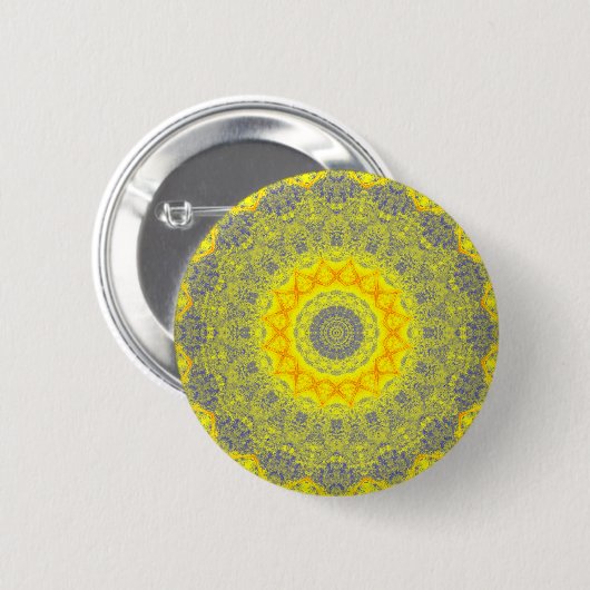 Sun Burst Geel Abstract Mandala Button (Voorkant /achterkant)
