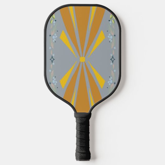 Sun Burst Kapow + Patina Bloemen Pickleball Paddle (Voorkant)