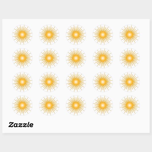 Sun Burst Rays Ronde Sticker (Vel)