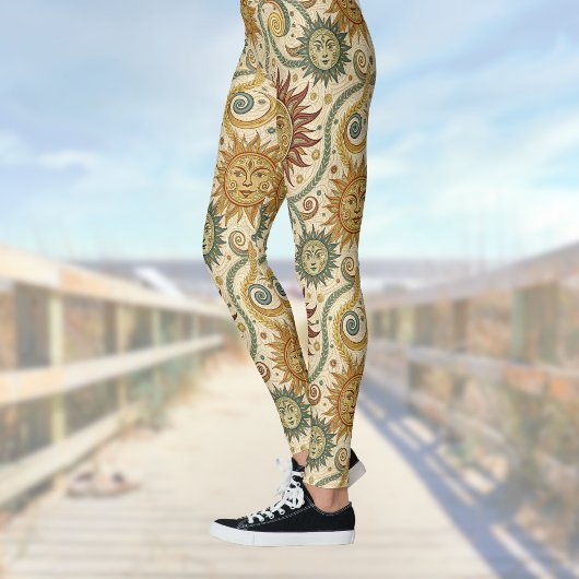 Sun Celestial  Bourgondië Groen Gouden Patroon Leggings
