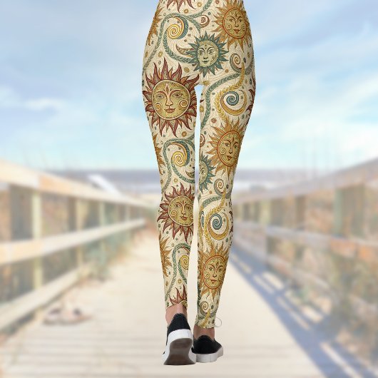 Sun Celestial  Bourgondië Groen Gouden Patroon Leggings