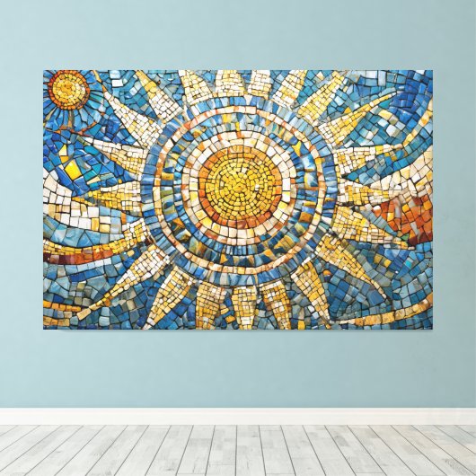 sun celestial mosaic 003 canvas afdruk (Insitu (Houten vloer))