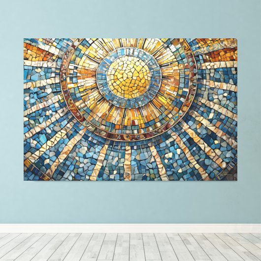 sun celestial mosaic 004 canvas afdruk (Insitu (Houten vloer))