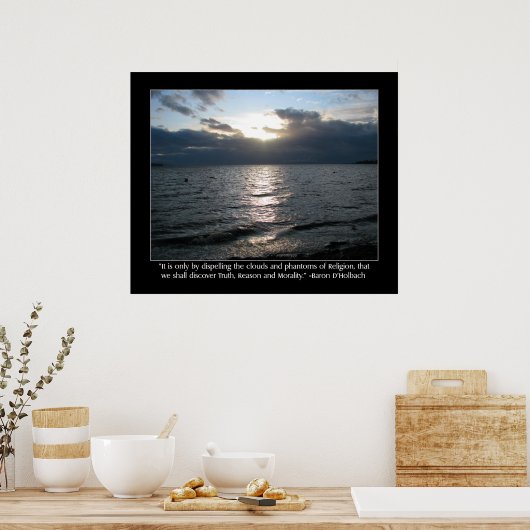 Sun, Clouds, Beach en D'Holbach Quote Poster (Keuken)