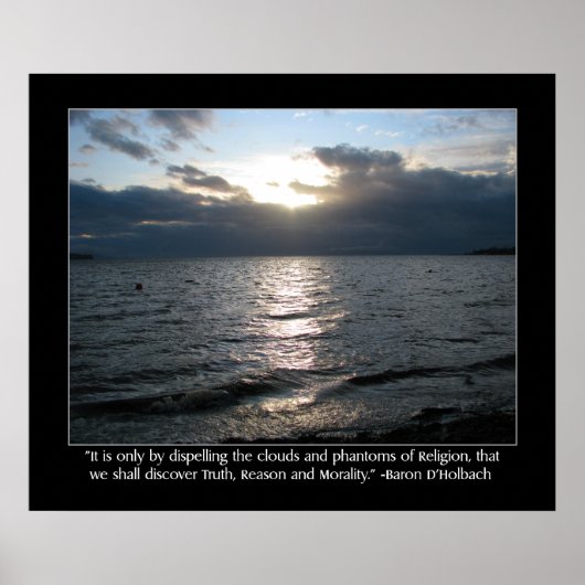 Sun, Clouds, Beach en D'Holbach Quote Poster (Voorkant)