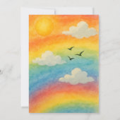 Sun & Clouds Waterverf Rainbow Huwelijksuitnodigin Kaart (Achterkant)