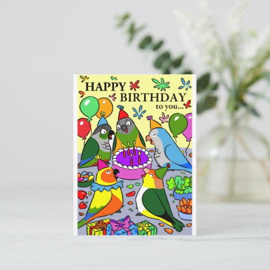 sun conure gcc quaker caique senegal parrot blij briefkaart (Staand voorkant)