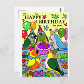 sun conure gcc quaker caique senegal parrot blij briefkaart (Voorkant / Achterkant)