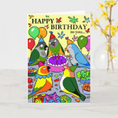 sun conure gcc quaker caique senegal parrot blij kaart (Gele Bloem)