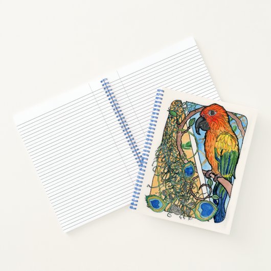 Sun Conure met veren en zonnebloempitten Notitieboek (Binnen)