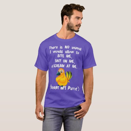 Sun Conure Paraket Parrot Biting Screaming T-shirt (Voorkant volledig)