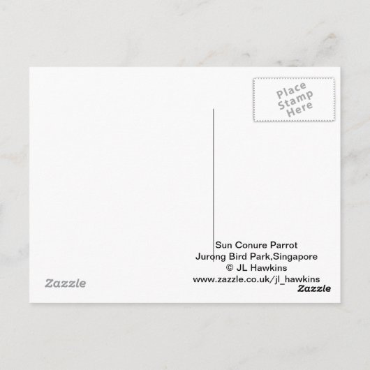 Sun Conure Parrot Briefkaart (Achterkant)