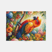Sun Conure Parrot met kleurrijke bloemen Fleece Deken (Voorkant (Horizontaal))