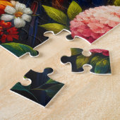 Sun Conure Parrot met kleurrijke bloemen Legpuzzel (Zijkant)