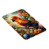 Sun Conure Parrot met kleurrijke bloemen Magneet (Rechterzijde)