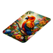 Sun Conure Parrot met kleurrijke bloemen Magneet (Linkerzijde)