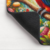 Sun Conure Parrot met kleurrijke bloemen Muismat (Hoek)