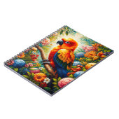 Sun Conure Parrot met kleurrijke bloemen Notitieboek (Linkerzijde)