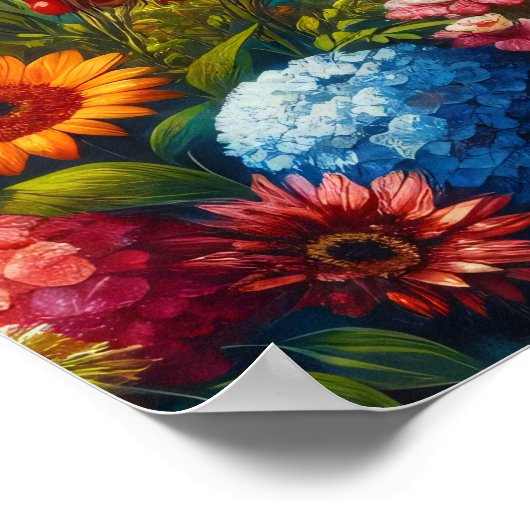 Sun Conure Parrot met kleurrijke bloemen Poster (Hoek)