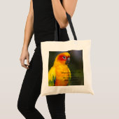 Sun Conure Parrot (met tekst) Bag Tote Bag (Voorkant (product))