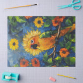 Sun Conure Parrot Olieverfschilderij Bloemen Decou Tissuepapier (Craft)