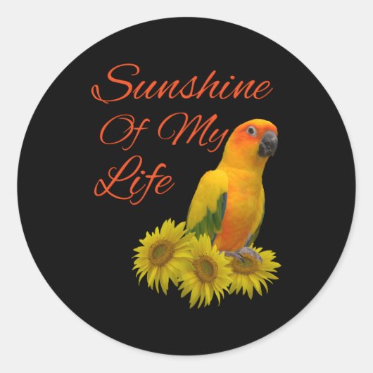 Sun Conure Parrot Sunshine Ronde Sticker (Voorkant)