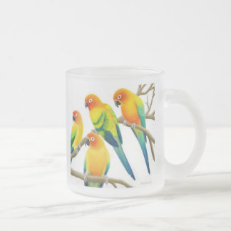 Sun Conure parrots, diepgevroren glazen Mok