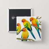 Sun Conure Parrots Pin Vierkante Button 5,1 Cm (Voorkant /achterkant)