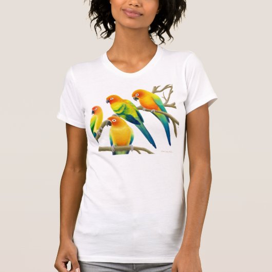 Sun Conure parrots Scoop Neck T-shirt (Voorkant)