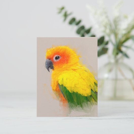Sun Conure Portrait 001 Briefkaart (Staand voorkant)