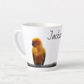 Sun Conure Wildlife Art Persoonlijke naam Dier Latte Mok (Linkerhoek)