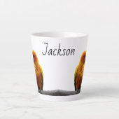 Sun Conure Wildlife Art Persoonlijke naam Dier Latte Mok (Voorkant)