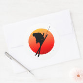 Sun coole skiing ronde sticker (Envelop)