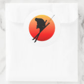 Sun coole skiing ronde sticker (Tas)