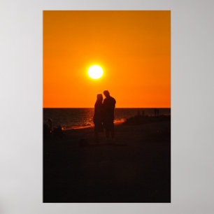 Sun Couple Silhouette Love Sanibel Sunset Poster