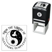 Sun Crescent Moon Stars Yin Yang Library Boeknaam Zelfinktende Stempel (In situ)